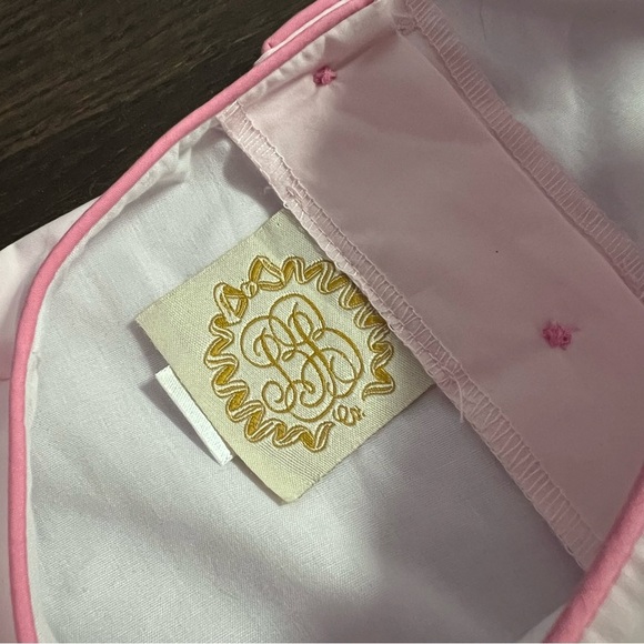 Annie Apron Dress Palm Beach Pink with Hamptons Hot Pink & Apple Applique 7 - Picture 3 of 5